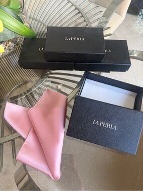 La Perla Pink Silk Handkerchief 11 X 11